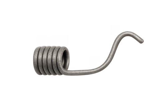 Metal torsion spring providing mechanical force for machines and devices