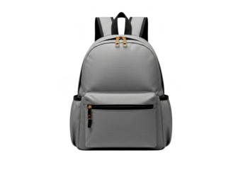 Gray backpack isolated on transparent background