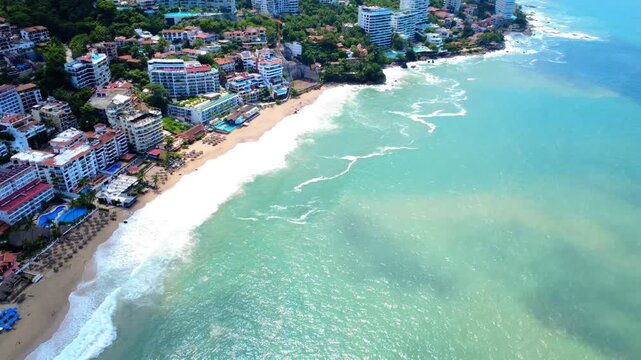 Aerial Drone View of Playa de los Muertos Beach and Pier Puerto Vallarta Mexico #4