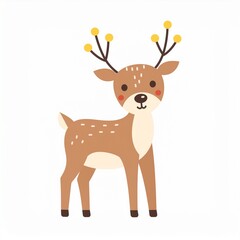 Fototapeta premium Hand-drawn minimalist and chibi cartoon reindeer