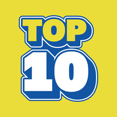 Bold TOP 10 Typography Vector Illustration Retro Pop Art Ranking List Graphic Asset