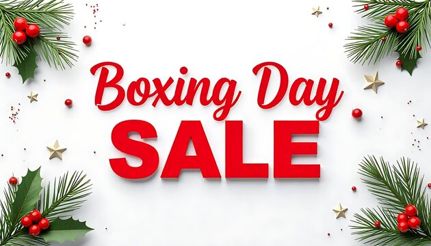 Bold Boxing Day Sale Promotion: Exclusive Event on December 26th,  Boxing Day sale advertisement, banner, poster, Festive social media, banner, poster, header for website, created with generative ai