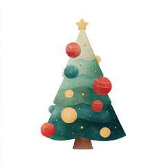 Fototapeta premium Decorative Christmas Tree with Ornaments and Star Topper