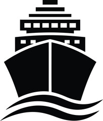Modern cruise ship icon sailing on ocean waves for travel and vacation themes vector © SAIF820