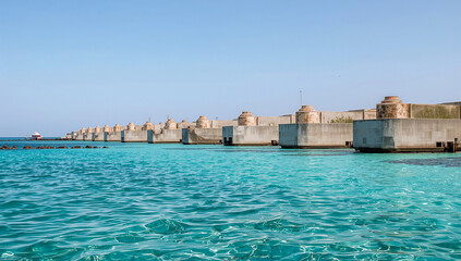 Aquamarine concrete structures in modern architecture