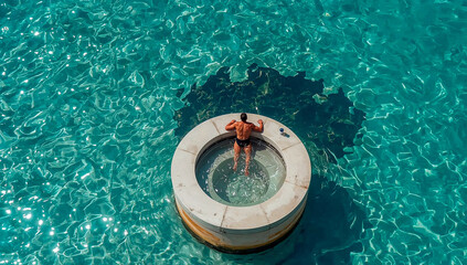 Aquamarine concrete structures in modern architecture