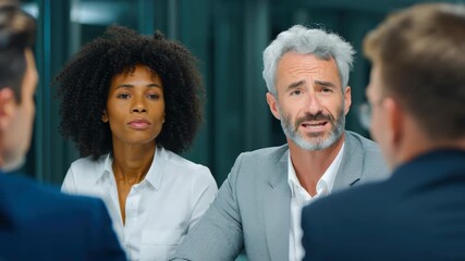 Confident teamwork with diverse colleague groups office meeting and corporate discussion professional leadership guides people and business strategy as coworker teams share ideas focused modern