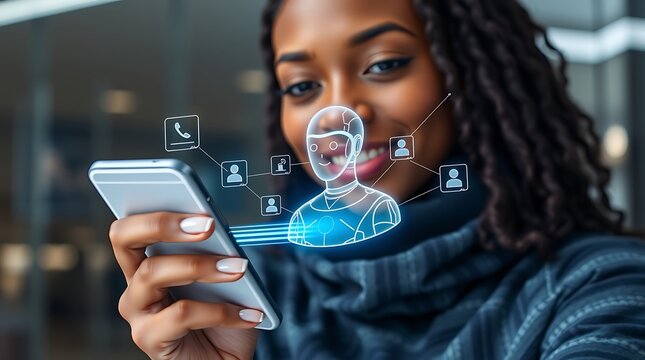 Human with futuristic hologram