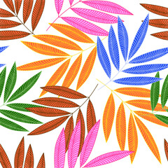 Endless pattern on a white background stylish leaves. For coloring wrapping paper, fabrics, wallpaper and much more.
