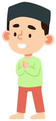 cute Muslim children cartoon illustrations in prayer and Islamic activities