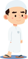 cute Muslim children cartoon illustrations in prayer and Islamic activities
