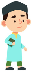 cute Muslim children cartoon illustrations in prayer and Islamic activities
