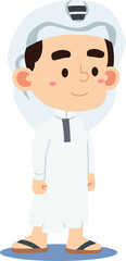 cute Muslim children cartoon illustrations in prayer and Islamic activities