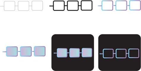 Set of minimalist chain link with a blue gradient, perfect for technology infographics and process charts