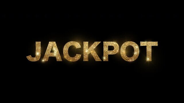 Luxury text "JACKPOT" with golden glitter, serif, alpha channel