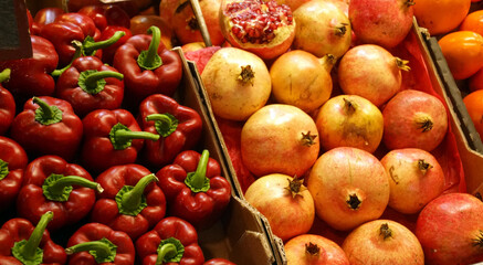 Fresh pomegranates in Mercado de Atarazanas