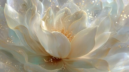 ethereal white lotus in cosmic minimal mist with luminous spiritual glow