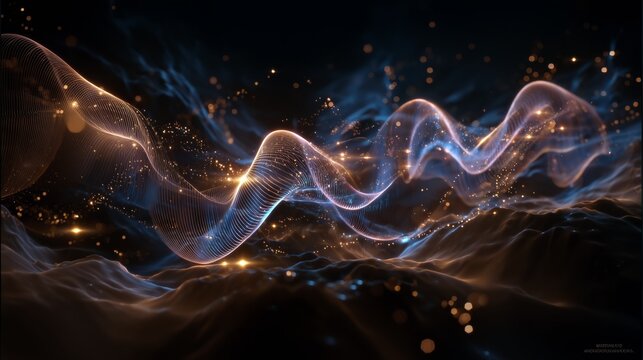 beautiful abstract sound wave energy flowing through vibrant minimalist void