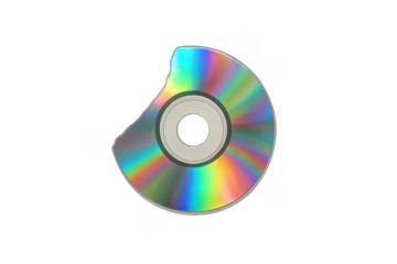 Broken compact disc showing damaged digital data failure