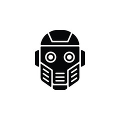 Futuristic robot head icon in black and white