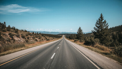 Asphalt highway road and cityscape at dusk