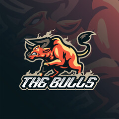 Bull mascot logo design vector. Angry bull illustration for sport team.