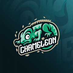 Chameleon mascot logo design vector. Cute chameleon illustration.