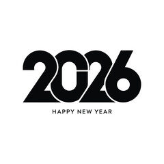 Bold black 2026 happy new year graphic