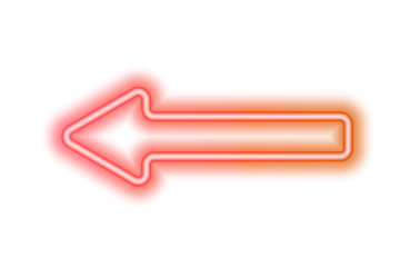 Neon Red Arrow Sign with Glowing Direction Pointer, Bright Light Effect and Modern Illuminated Graphic Design