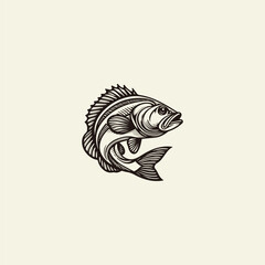 Fish logo style icon design template vector illustration