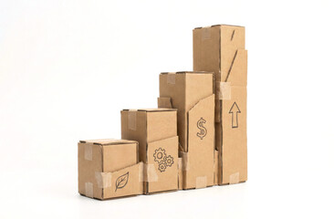 Cardboard Boxes Stacked As Growth Graph