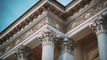 Medium shot of a museums architectural detail with a protective coating that prevents accumulation of dust and grime preserving the pristine look of its historical facade