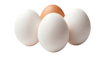 Four Eggs One Brown Three White isolated on a transparent background food white egg