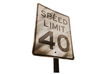 Weathered Speed Limit 40 Sign