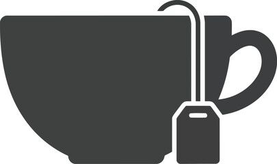 Minimalist silhouette of a tea cup with tea bag simple modern icon for beverage and drink graphics vector