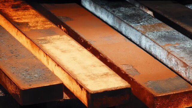 Medium shot of steel components during the carburizing process illustrating varied surface textures from low to high hardness treatments.