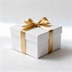 Obraz premium Beautiful White Gift Box Wrapped with Ribbon Perfect for Special Occasions and Celebrations