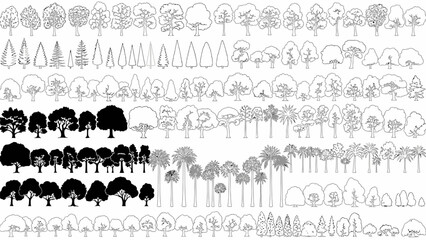 Architectural tree drawings a collection of black and white tree silhouettes and outlines © MDSHAH