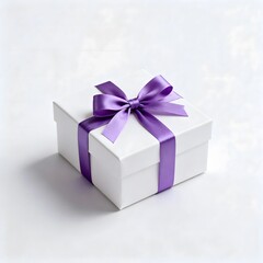 Obraz premium Beautiful White Gift Box Wrapped with Ribbon Perfect for Special Occasions and Celebrations