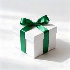 Obraz premium Beautiful White Gift Box Wrapped with Ribbon Perfect for Special Occasions and Celebrations