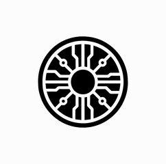 Digital Coin with Circuit Lines Silhouette &ndash; Abstract Cryptocurrency Concept Vector