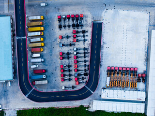 Aerial View of Logistics Park Vehicle Parking and Road Layout
