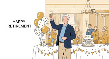 Celebrating retirement with joyful cheers, friends, and a memorable toast