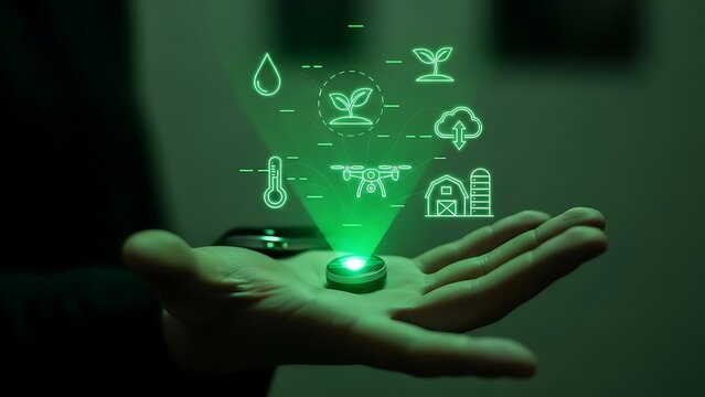 Holographic smart farming data projection for agriculture tech - Powered by Adobe