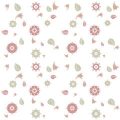 A vintage-inspired pattern with leaves and flower silhouettes in earthy pastel tones. Perfect for stationery, journals, and fabric printing.