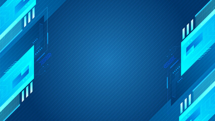 Futuristic Blue Technology Background with Digital Frame. Blue Cyber Technology Pattern Background
