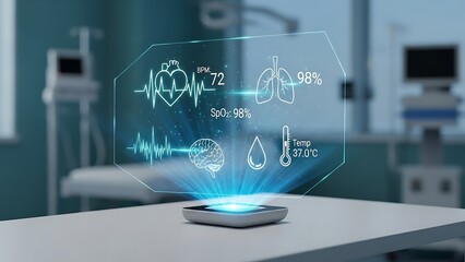 Digital vital signs monitor showing patient data in healthcare