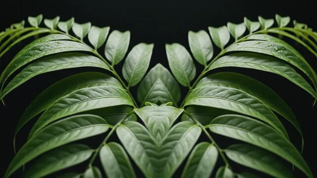 Symmetrical green leaf pattern abstract nature design