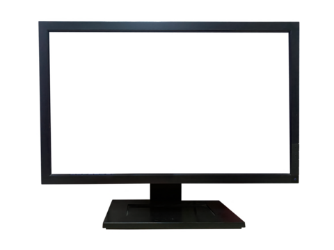 Computer monitor mock-up.e with blank screen. black desktop isolated on white or transparent background. - Powered by Adobe
