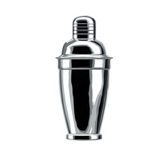 Shiny Silver Cocktail Shaker Isolated on Green Background
